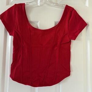 Almost Famous Red Ribbed Crop Top